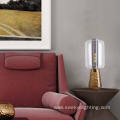 Clear smoke gray and amber glass table lamp